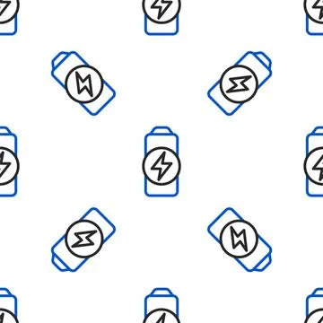 Line Battery charge level indicator icon isolated seamless pattern on white.. Stock Illustration