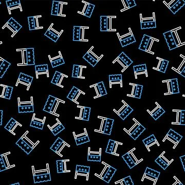 Line BBQ brazier icon isolated seamless pattern on black background.  Vector イラスト素材