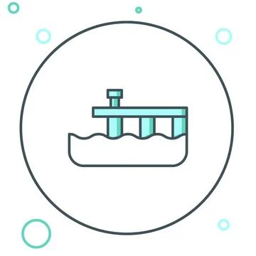 Line Beach pier dock icon isolated on white background. Colorful outline co.. Stock Illustration