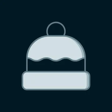 Line Beanie hat icon isolated on black background. Flat filled outline styl.. Illustrazione stock