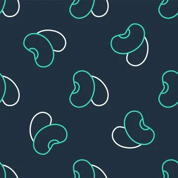 Line Beans icon isolated seamless pattern on black background. Vector Stock Illustration