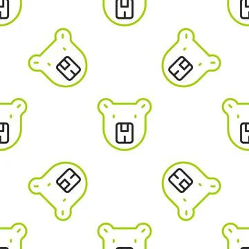 Line Bear head icon isolated seamless pattern on white background. Vector イラスト素材
