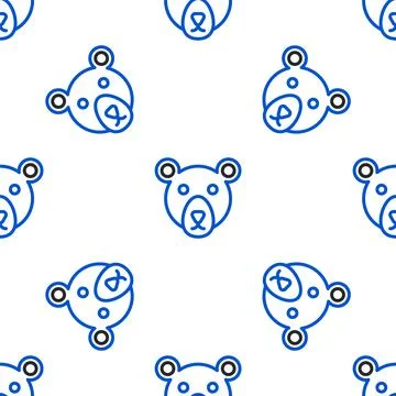 Line Bear head icon isolated seamless pattern on white background. Colorful Stockillustratie