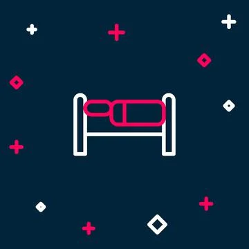 Line Bed icon isolated on blue background. Colorful outline concept. Vector Stock Illustration