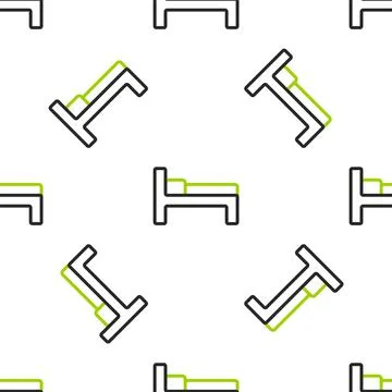 Line Bed icon isolated seamless pattern on white background. Vector Illustration Stock Illustration