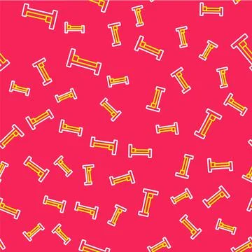 Line Bed icon isolated seamless pattern on red background. Vector Stock Illustration