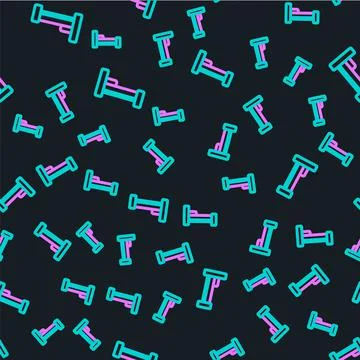 Line Bed icon isolated seamless pattern on black background.  Vector Illustrazione stock