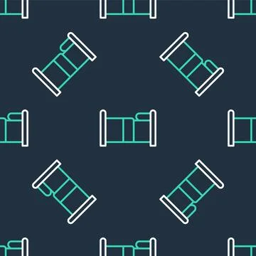 Line Bed icon isolated seamless pattern on black background. Vector Stockillustratie