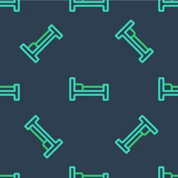 Line Bed icon isolated seamless pattern on blue background. Vector イラスト素材