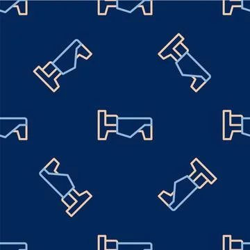 Line Bed icon isolated seamless pattern on blue background. Vector Ilustración de archivo