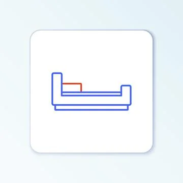 Line Bed icon isolated on white background. Colorful outline concept. Vector Stock Illustration
