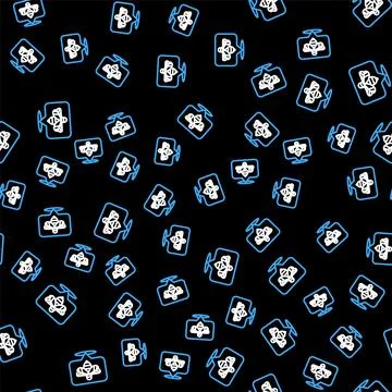 Line Bee icon isolated seamless pattern on black background. Sweet natural food Stock Illustration