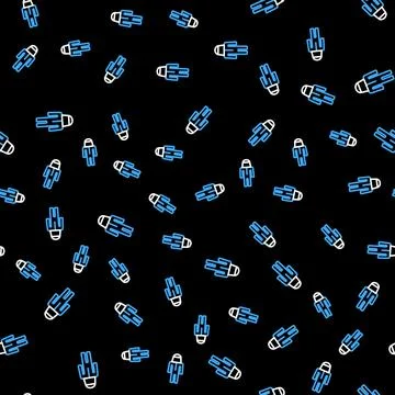 Line Beekeeper with protect hat icon isolated seamless pattern on black Stock Illustration