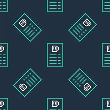 Line Beer menu icon isolated seamless pattern on black background. Beer Stock Illustration
