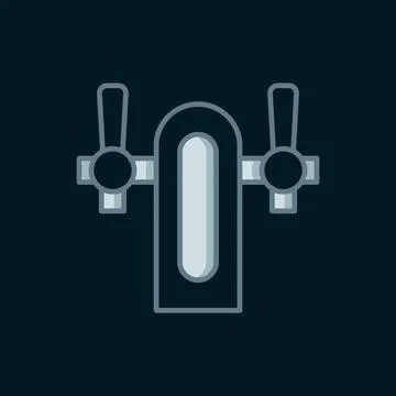 Line Beer tap icon isolated on black background. Flat filled outline style .. Stock Illustration