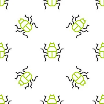 Line Beetle bug icon isolated seamless pattern on white background. Vector Stock Illustration