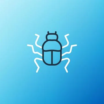 Line Beetle bug icon isolated on blue background. Colorful outline concept Stock Illustration