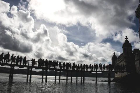Line to Belem tower Stock Photos