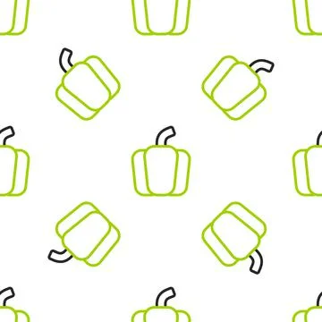 Line Bell pepper or sweet capsicum icon isolated seamless pattern on white ba 스톡 일러스트