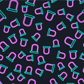 Line Bicycle lock U shaped industrial icon isolated seamless pattern on black Stock Illustration