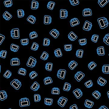 Line Bicycle speedometer icon isolated seamless pattern on black background 스톡 일러스트