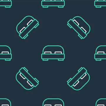 Line Big bed for two or one person icon isolated seamless pattern on black イラスト素材