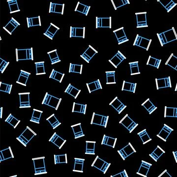 Line Big bed for two or one person icon isolated seamless pattern on black Stock Illustration