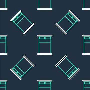 Line Big bed for two or one person icon isolated seamless pattern on black ba Illustrazione stock
