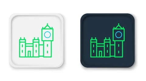 Line Big Ben tower icon isolated on white background. Symbol of London and Stock-Illustration