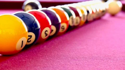 Line of billiard balls Stock Photos