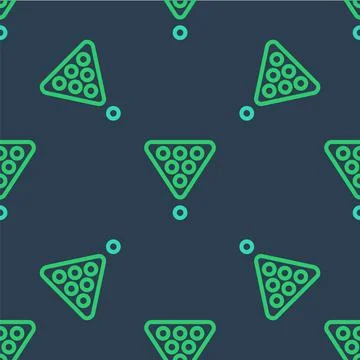 Line Billiard balls in a rack triangle icon isolated seamless pattern on blue Illustrazione stock