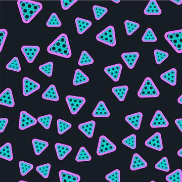Line Billiard balls in a rack triangle icon isolated seamless pattern on black Illustrazione stock
