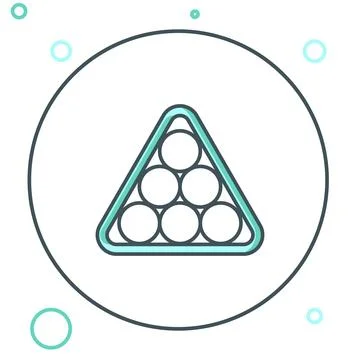 Line Billiard balls in a rack triangle icon isolated on white background. C.. Stock Illustration