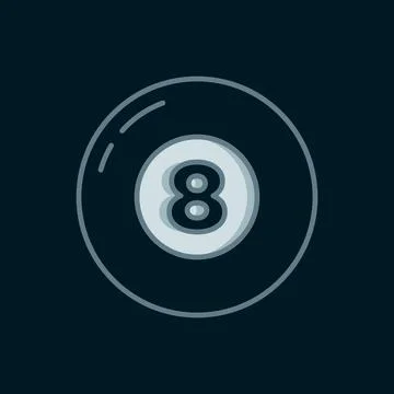 Line Billiard pool snooker ball icon isolated on black background. Flat fil.. Illustrazione stock