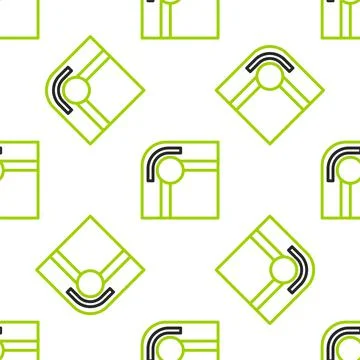 Line Billiard table icon isolated seamless pattern on white background. Pool Stockillustratie