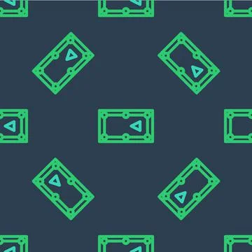 Line Billiard table icon isolated seamless pattern on blue background. Pool Stock Illustration
