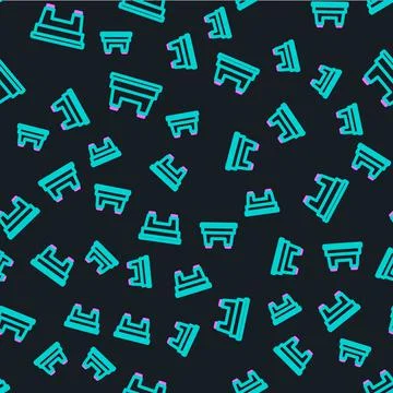 Line Billiard table icon isolated seamless pattern on black background. Pool 스톡 일러스트