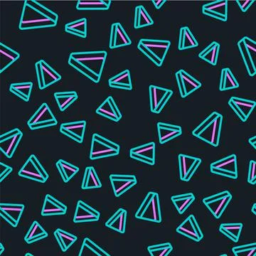 Line Billiard triangle icon isolated seamless pattern on black background 스톡 일러스트