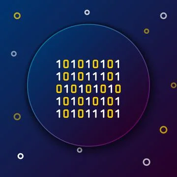 Line Binary code icon isolated on blue background. Colorful outline concept Stock Illustration