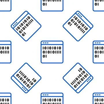 Line Binary code icon isolated seamless pattern on white background. Colorful Stock Illustration