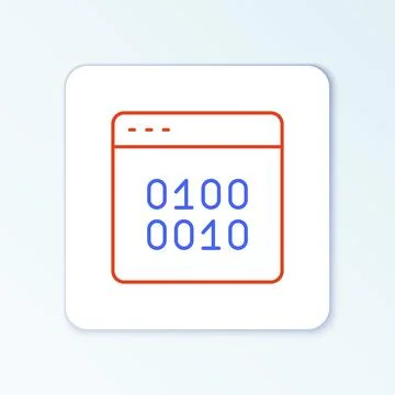 Line Binary code icon isolated on white background. Colorful outline concept Stock Illustration