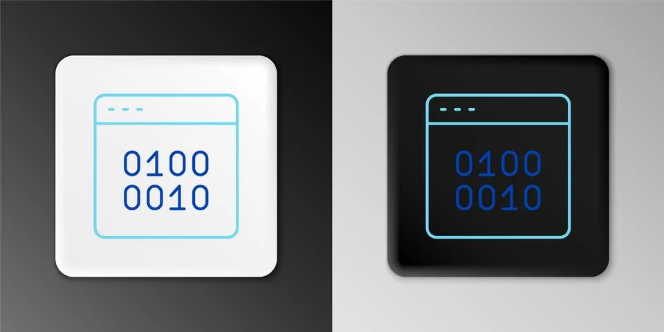 Line Binary code icon isolated on grey background. Colorful outline concept.  Stock Illustration