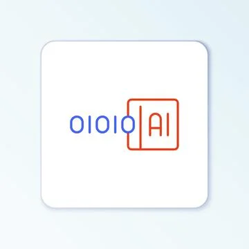 Line Binary code icon isolated on white background. Colorful outline concept Stock Illustration