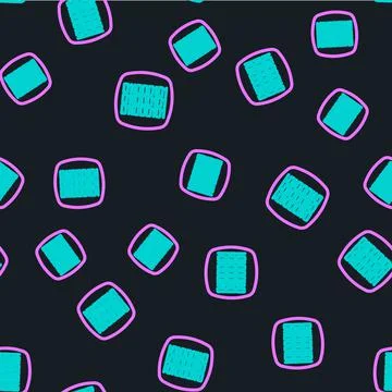 Line Binary code icon isolated seamless pattern on black background. Vector Stock Illustration