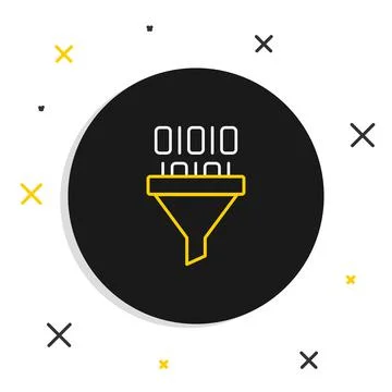 Line Binary code icon isolated on white background. Colorful outline concept 스톡 일러스트