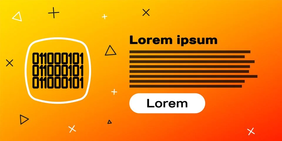 Line Binary code icon isolated on yellow background. Colorful outline concept Illustrazione stock