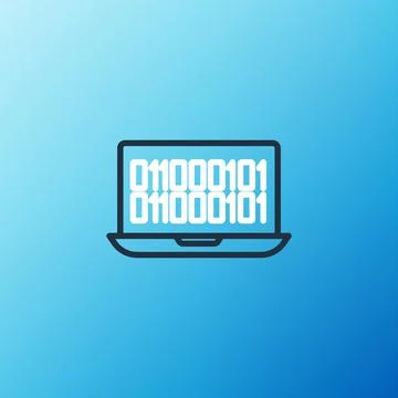 Line Binary code icon isolated on blue background. Colorful outline concept.  库存插图