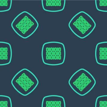 Line Binary code icon isolated seamless pattern on blue background.  Vector イラスト素材