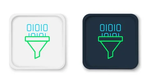 Line Binary code icon isolated on white background. Colorful outline concept 库存插图