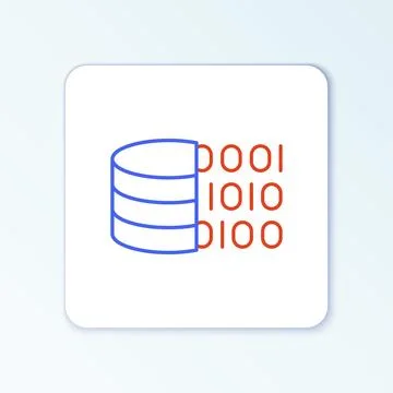 Line Binary code icon isolated on white background. Colorful outline concept Stock Illustration